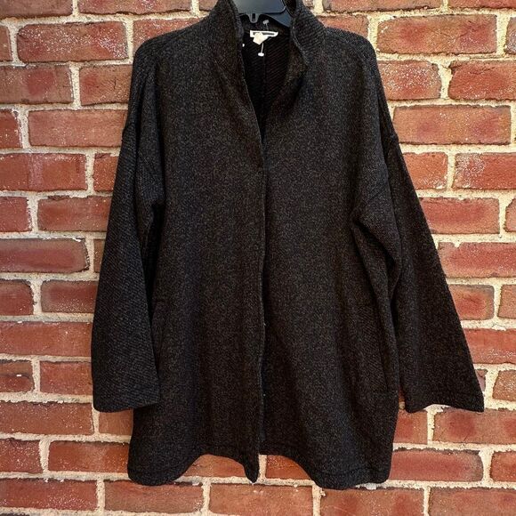 Eileen Fisher $278 Organic Cotton Terry Stand Collar Jacket shacket medium - Picture 1 of 11